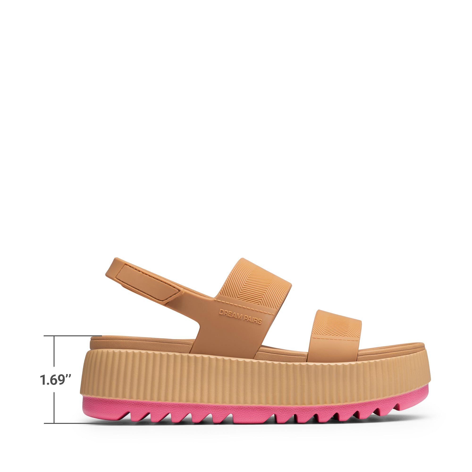 DREAM PAIRS Damskie sandały na platformie wodne otwarte palce regulowane lekkie letnie sandały plażowe na koturnie masywne sandały