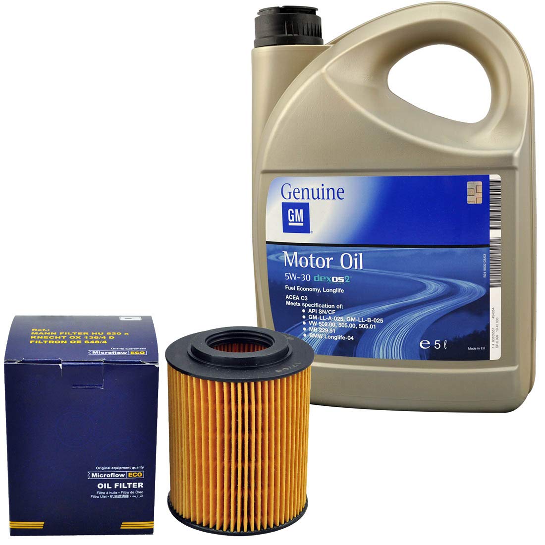 Inspektionspaket SCT Ölfilter 5 Liter Original GM Motoröl 5W30 Dexos 2