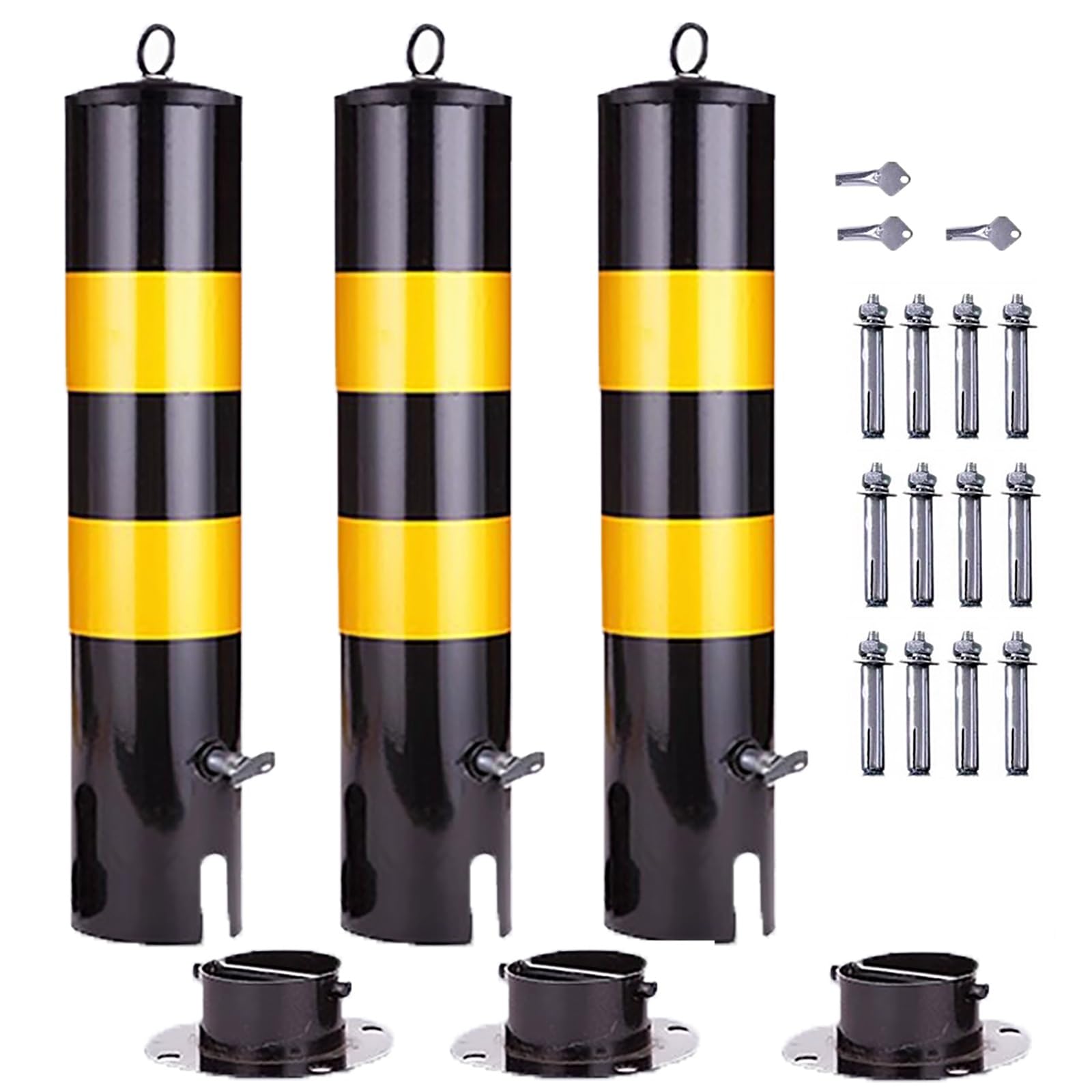 HCZKIUJY Safety Bollard with Reflective Tape and Sturdy Base for Parking Lots, Sidewalks, and Bike Paths (3pcs 19.7"/50cm)
