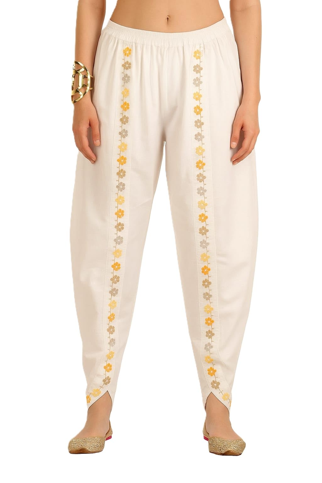 Women Cotton Front Lace Dhotii || Mid-Rise Summer Dhoti Salwar || Embellished Cotton Dhoti || Harem Pants Afgani Salwar-image-36