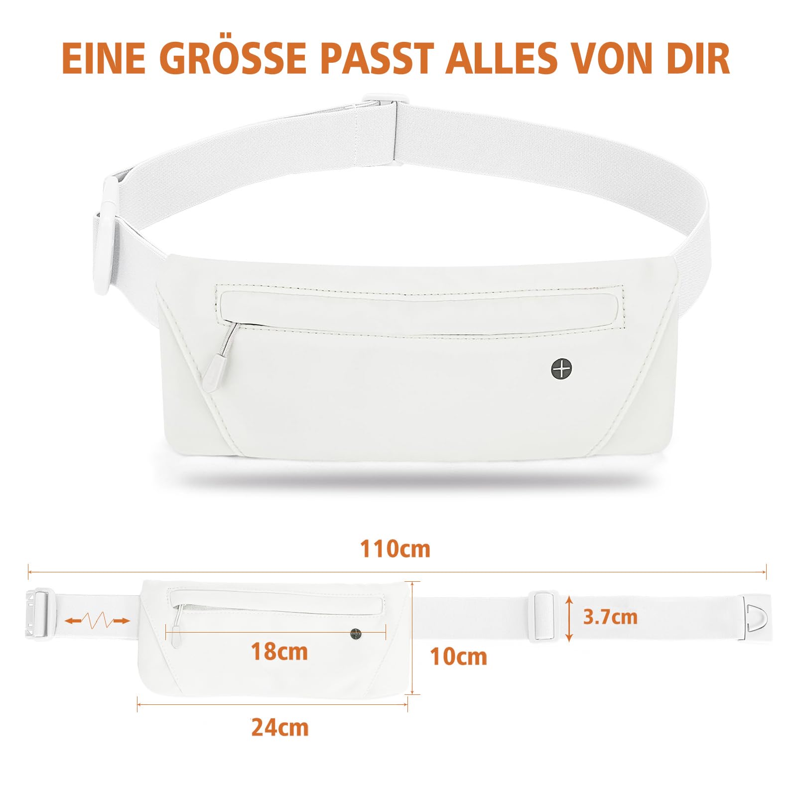 JasGood Laufgürtel für Handy Bauchtasche Hüfttasche Elastischer Lauftasche für Damen und Herren Gürteltasche Brusttasche zum Laufen Joggen Fitness Sport,Weiß