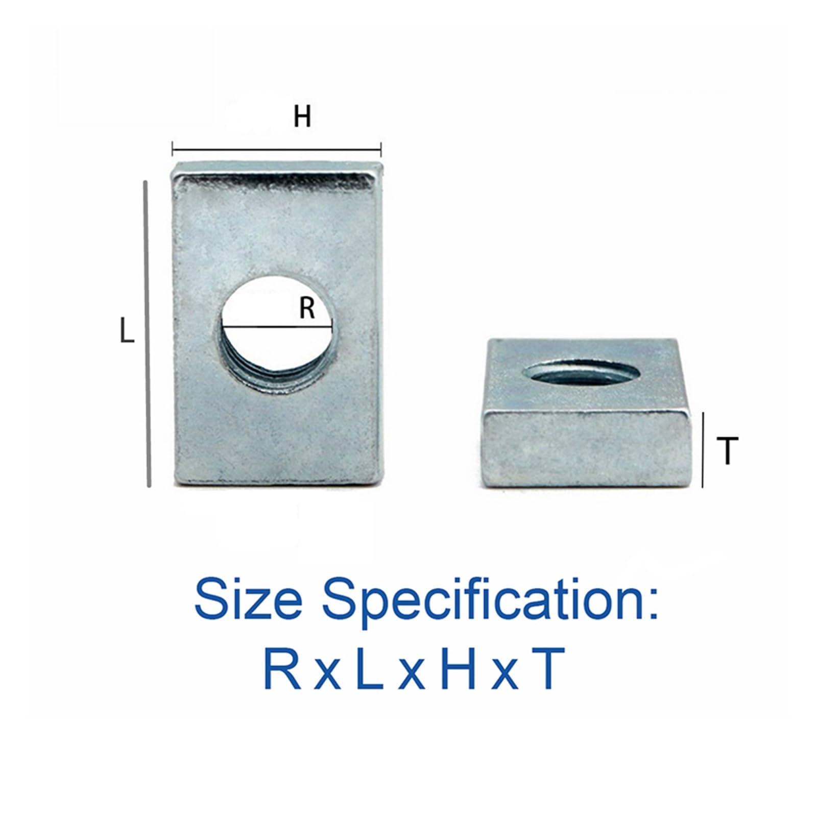 Tuercas Cuadradas for Perfiles de Aluminio - Acero al Carbono Galvanizado(M8x25x15x5 10pcs)
