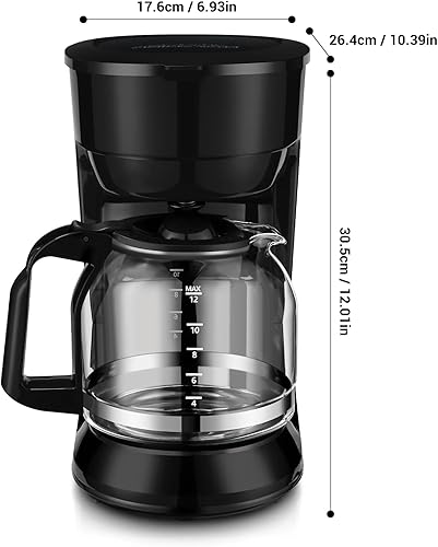 Miniatura 2 de Cafetera de goteo de 12 tazas, apagado automático, control de temperatura, 1.8L, color negro