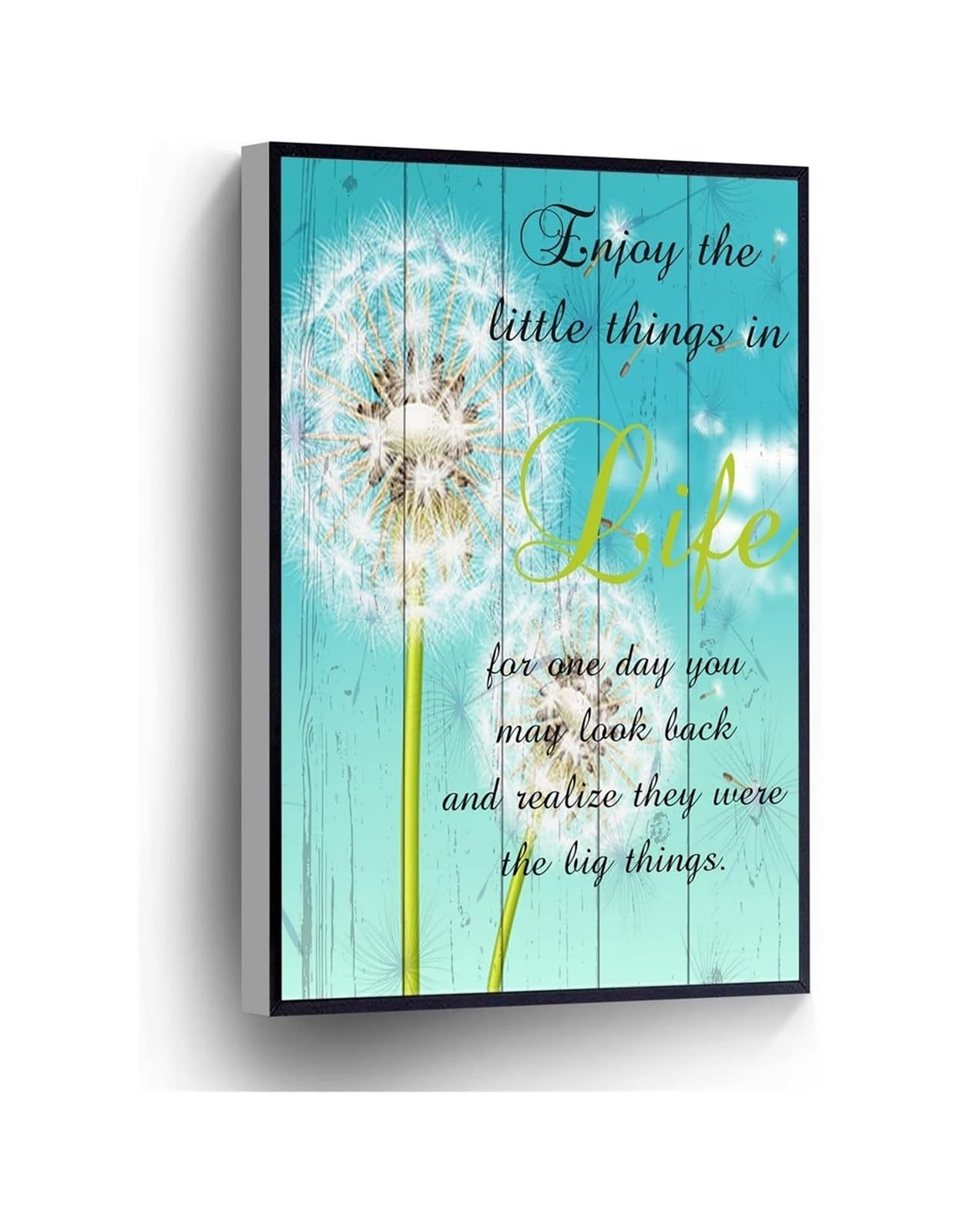 Quote Canvas Art Dandelion and Enjoy The Little Things Poster for Home Office Decor and Mindfulness Space​(Unframed,08x12inch(20x30cm))