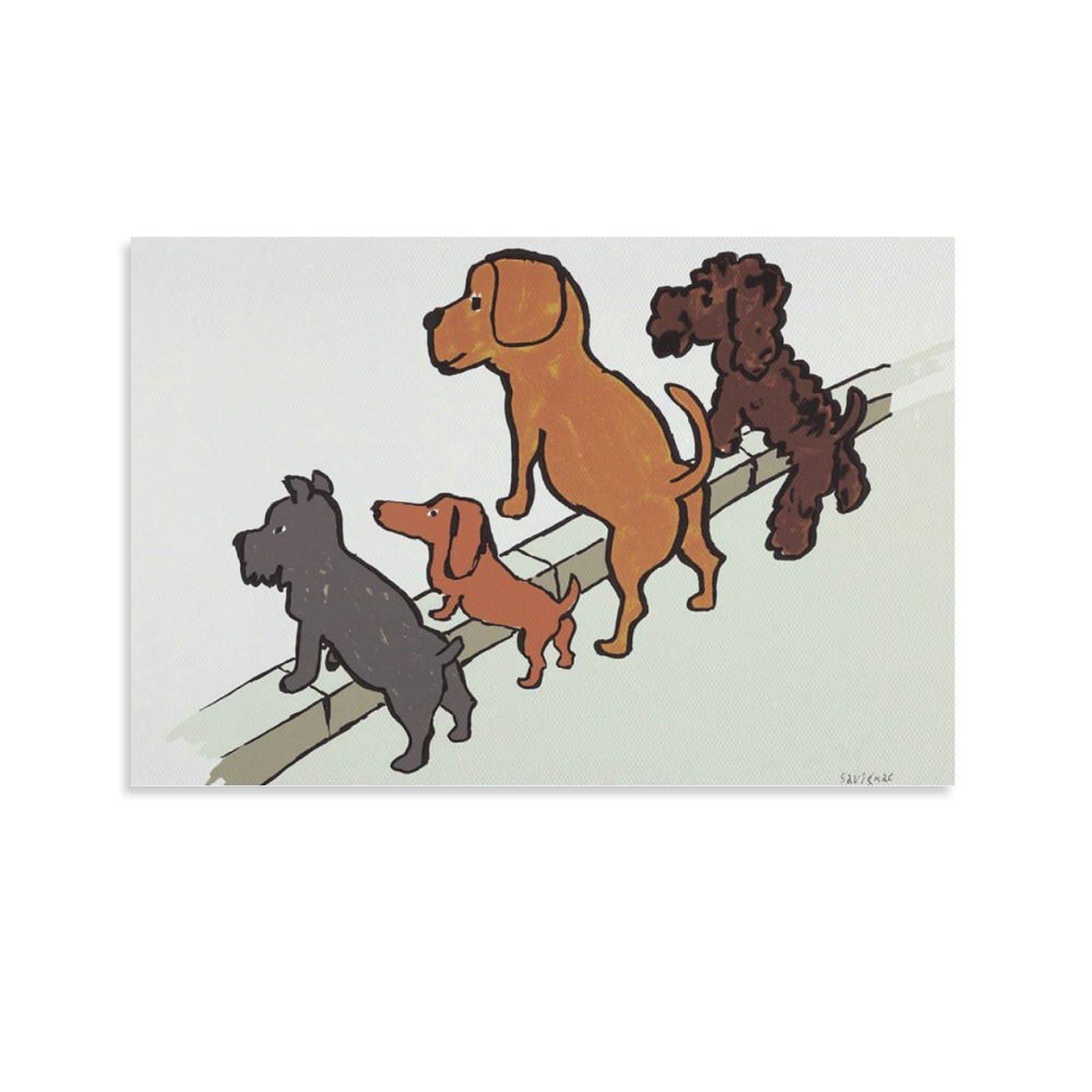 Amazon.co.jp: レイモン・サヴィニャック 4匹の犬 絵画 インテリア