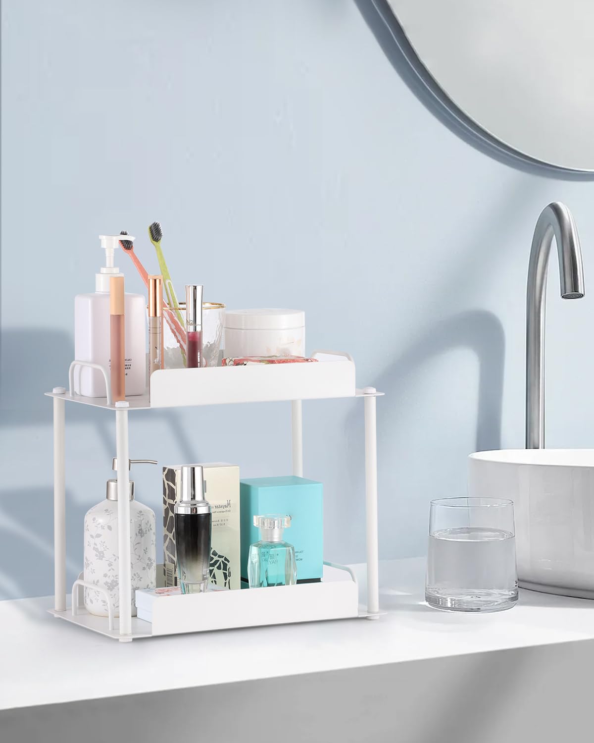 Stackable 2 Tier Under Sink Cabinet Organizer With Sliding Storage Drawer 2 Pack - View #5