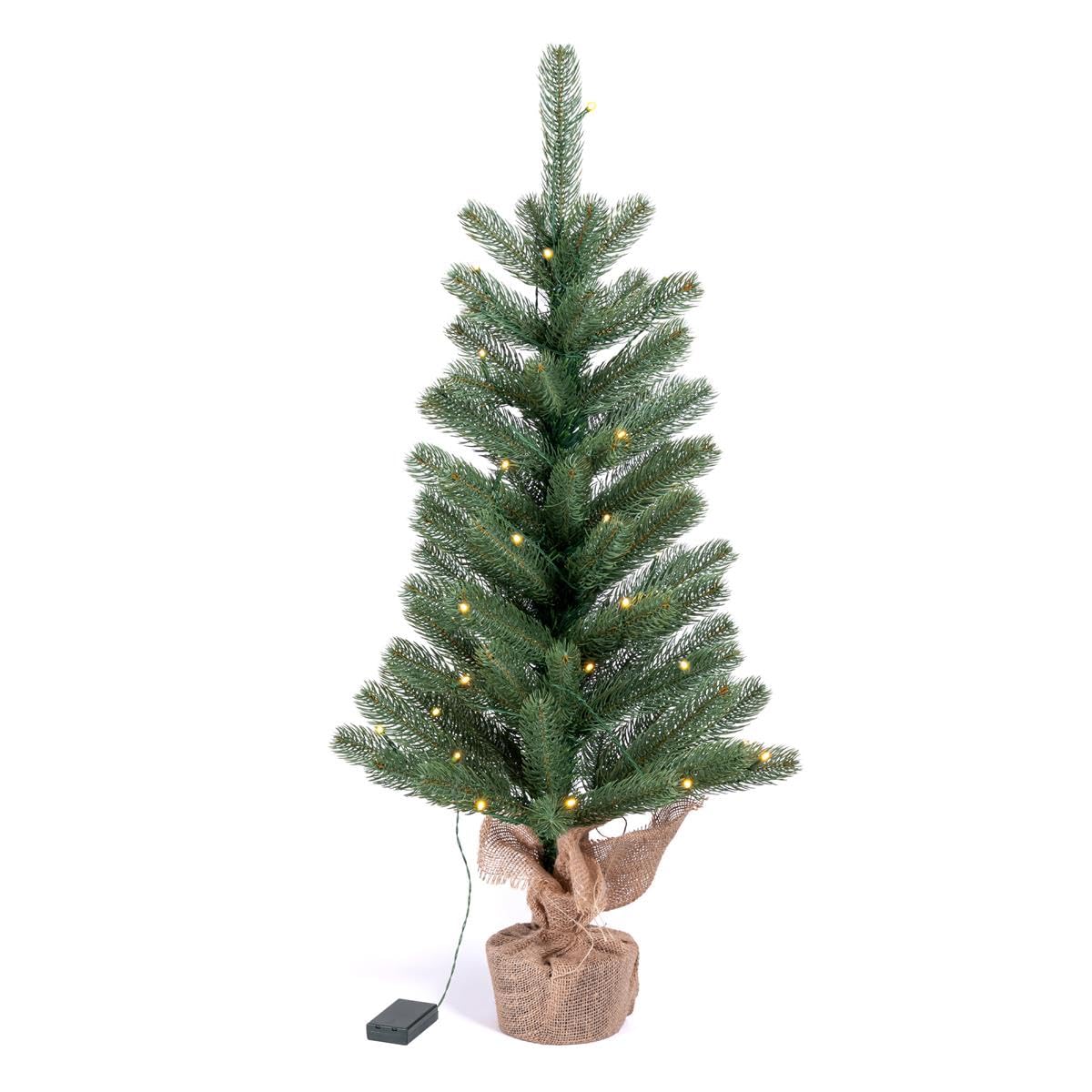 IC Winterworld LED-Dekotanne Künstlicher Weihnachtsbaum mit Jutebeutel Betonfuß