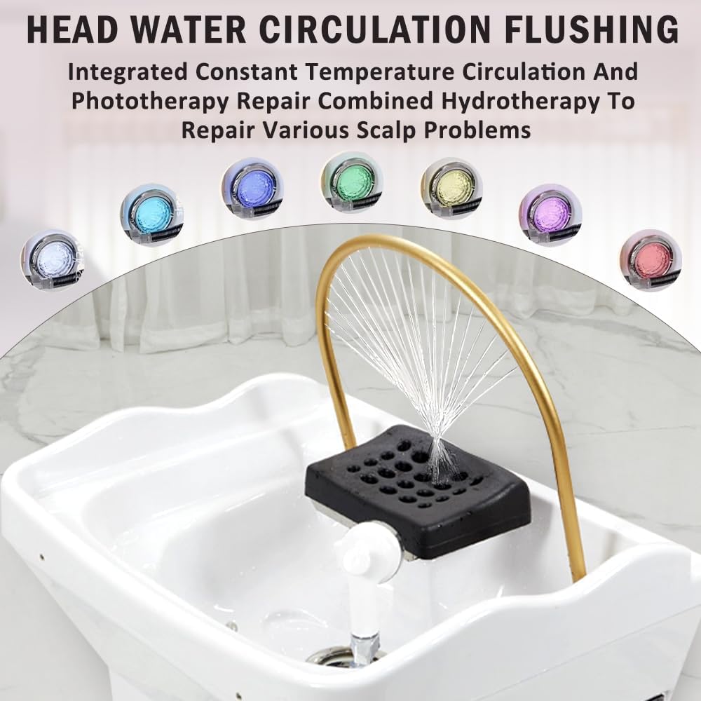 Generisch Mobiles Waschbecken,Japanese Head Spa Equipment,Bath Jet spa, 60 L Large Water Tank Thermostatic Water Circulation Shampoo Basin Head Care for Hair Treatment Fumigation Light Therapy