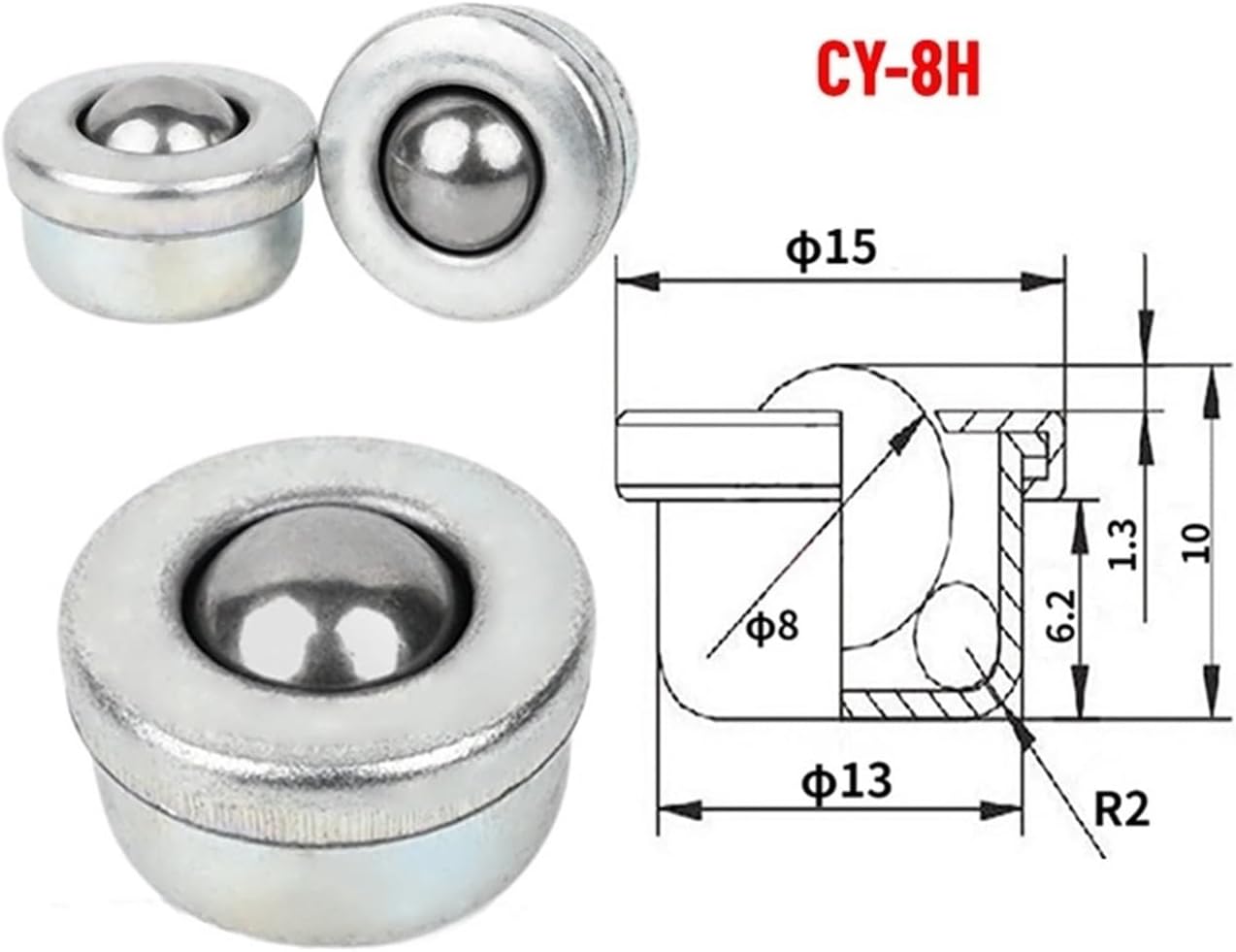 10/50/100PCS Small Pressed Universal Ball CY-8H Wheel Universal Ball Bearing Conveying Ball(100Pcs)