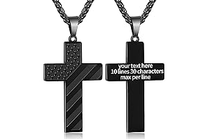 24 Inch Engraved Cross Necklace for Men