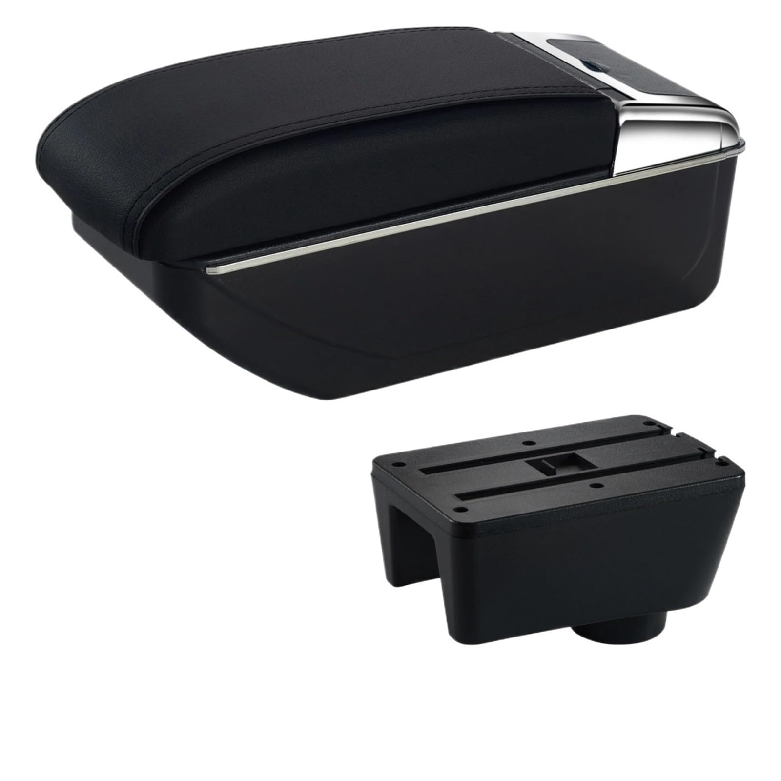 Hguvsjd Armrest Box For Seat For Ibiza 6j 6L Armrest Auto Storage Box Retrofit Parts Interior Accessories Car Armrests(A Black Line No USB)
