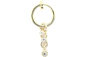 Gold Belly Button Rings Dangle Shape CZ Charm Diamonds Navel Hoop Navel Piercing (Gold)
