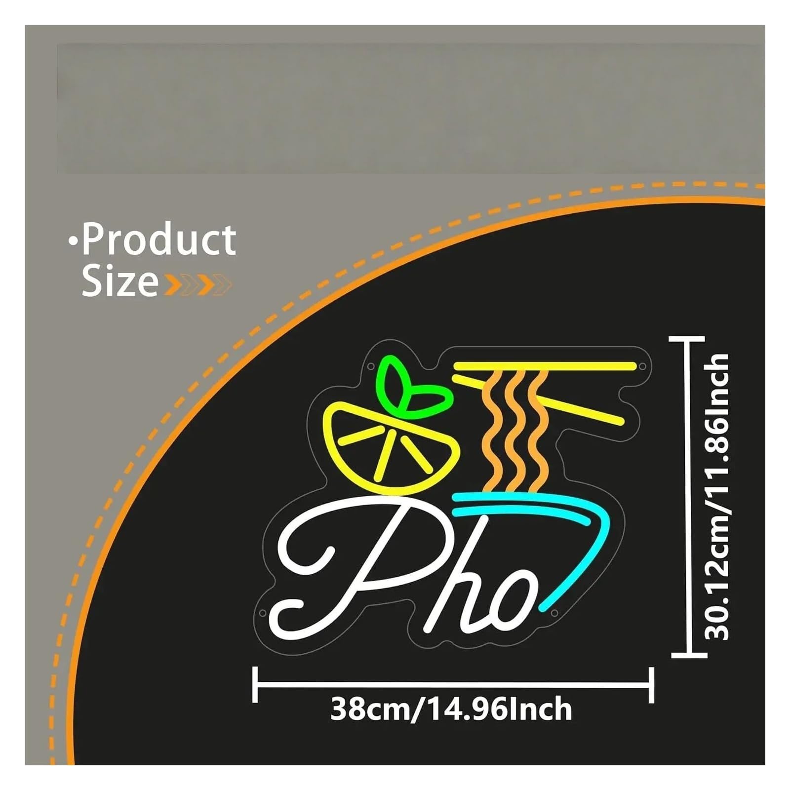 Hängende Kunst Leuchtreklamen "Pho"Neonschild, USB-dimmbare LED-Leuchten Für Vietnam, Nudeln, Laden, Restaurant, Küche, Geschäftszimmer, Dekoration, 38x30.12cm