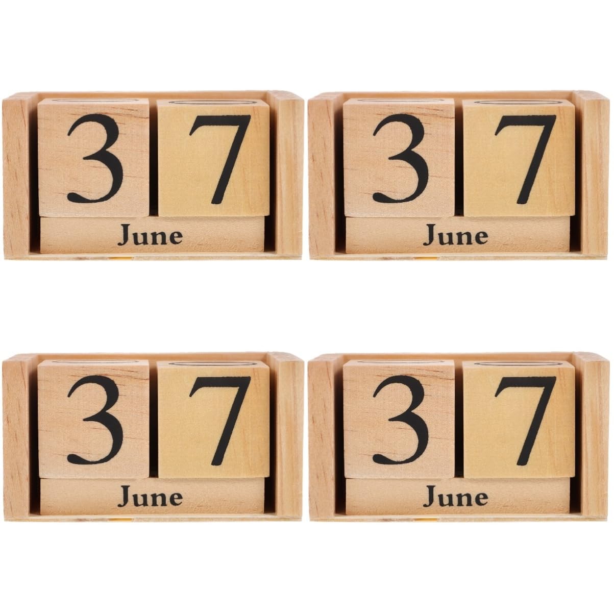 Operitacx 4pezzi Calendario Da Tavolo Legno Elegante Calendario Perpetuo Stile Europeo Per Decorazione Ufficio e Casa Componibile e Riutilizzabile Colore Naturale