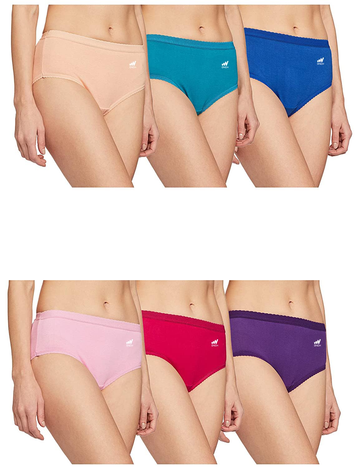 onch Womens Pure Cotton Solid Outer Elastic Panties Multicolor Combo Pack of 6-picture-10