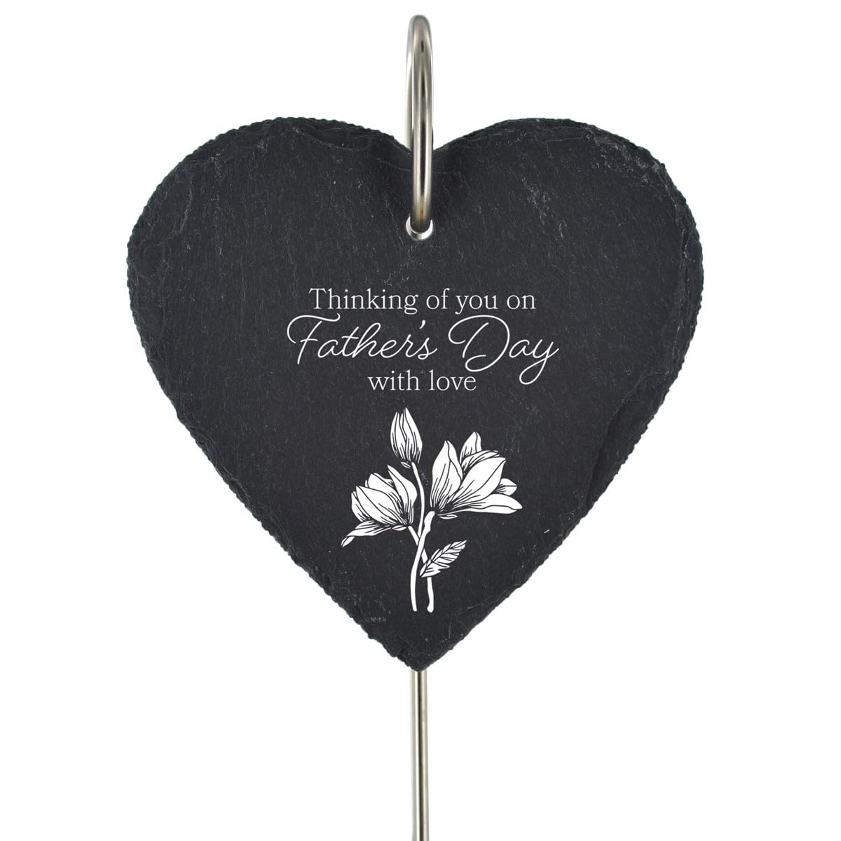 Global Designs Fathers Day Grave Stick Marker Plaque Ornament Memorial Slate Heart Floral Sentimental Tribute Graveside Decor 25x11cm