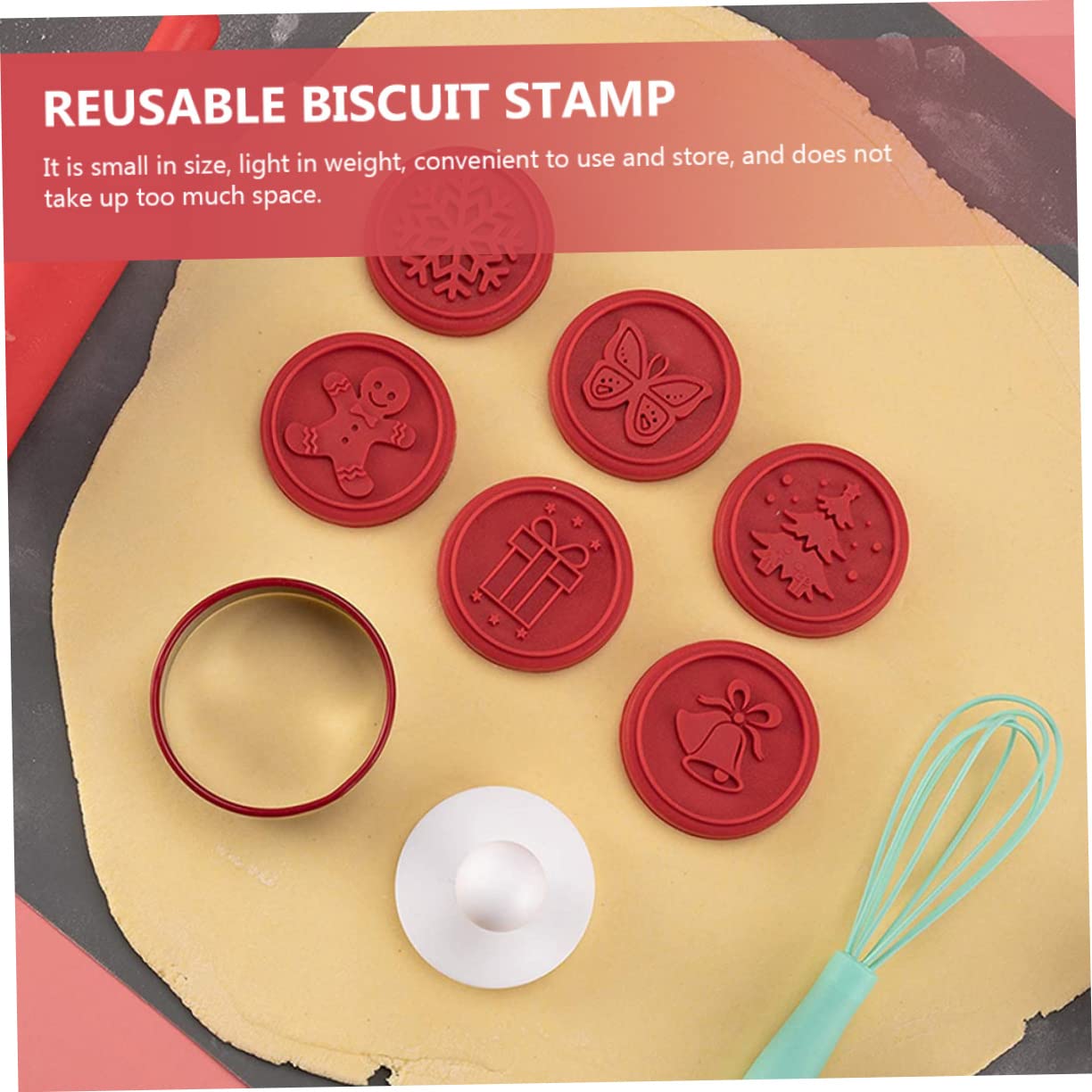 MAGICLULU 5 Juegos sello de galleta kitchen gadgets accesorios cocinita dibujos animados molde de pastel horneado sello decorativo para galletas accesorios para galletas gel de sílice rojo
