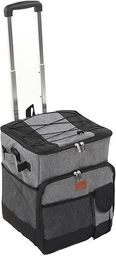 Bolsa enfriadora con ruedas, enfriador con aislamiento rodante de 35 L, gran capacidad, portátil, suave, con ruedas, carrito enfriador a prueba de