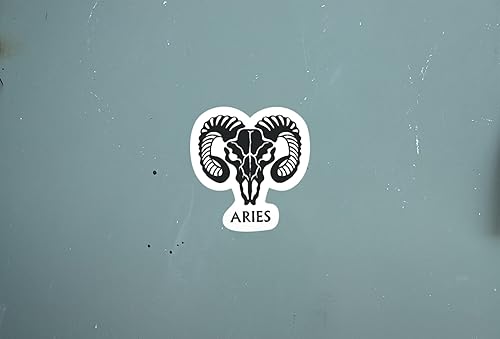 Miniatura 3 de Aries - Calcomanía impermeable de 3 pulgadas, signos de astrología del zodiaco, horóscopo, chakra, esqueleto, gótico, grunge, castillo, Halloween,