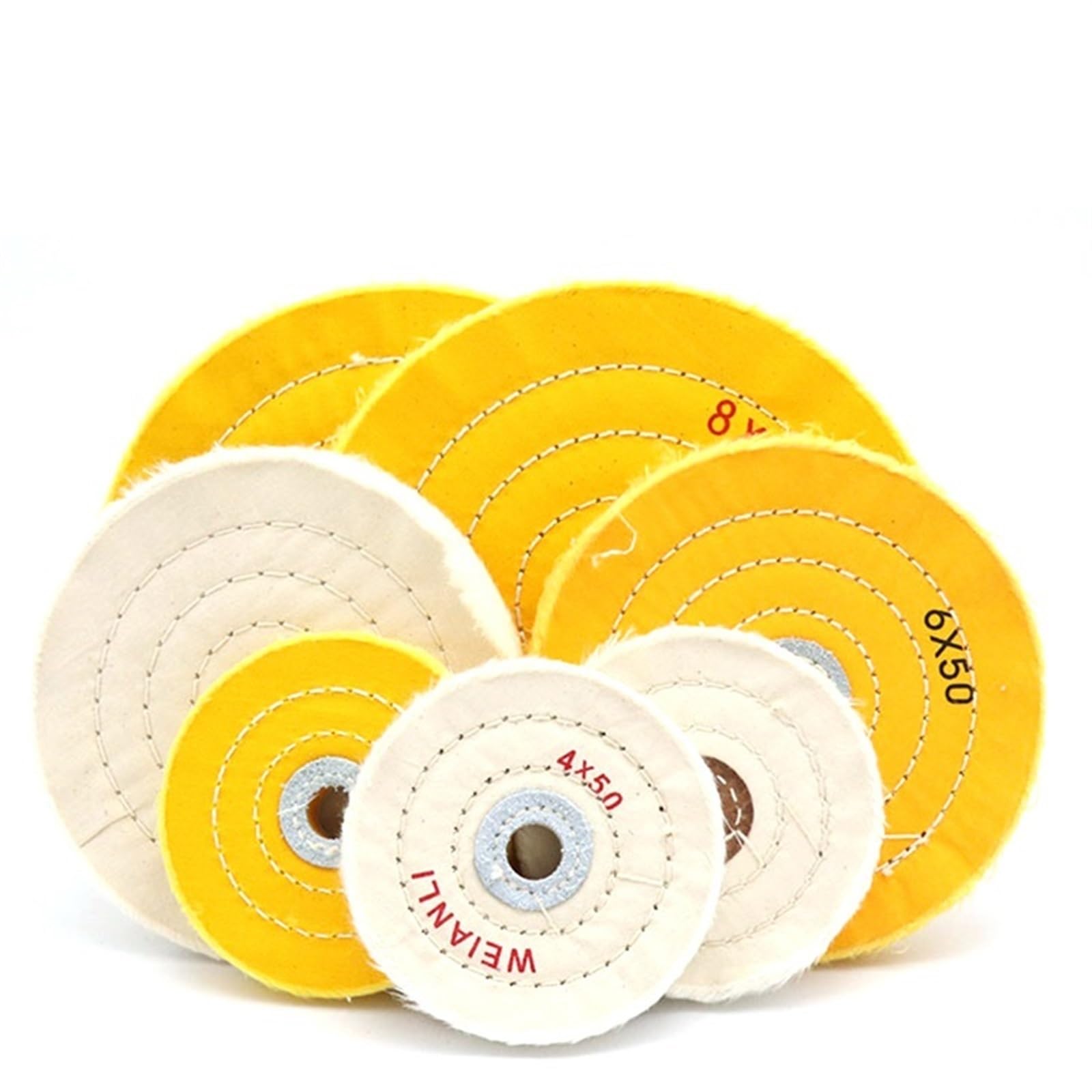 Tarcza Polerska, Tarcze Listkowe 1 Szt. Polerowanie Bawełniane 2-8 Cali Tarcze Polerskie Z Tkaniny Szlifierka Do Złota Srebrna Biżuteria Metalowa Do Polerowania Drewna/Yellow/Large Hole_8 Inc