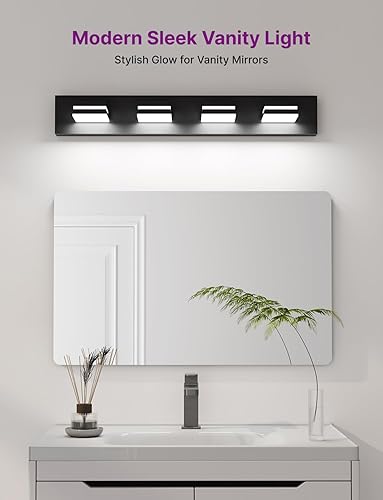 Miniatura 2 de Lámpara de tocador de 4 luces de 29 pulgadas en negro mate, moderna lámpara de baño sobre el espejo, luz LED de baño 3000K 4000K 5000K CCT ajustable