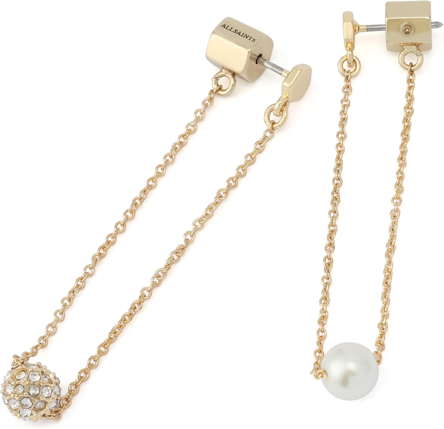 AllSaints Jewelry Women's Pearl & Pavé Ball Linear Earrings - Image 3
