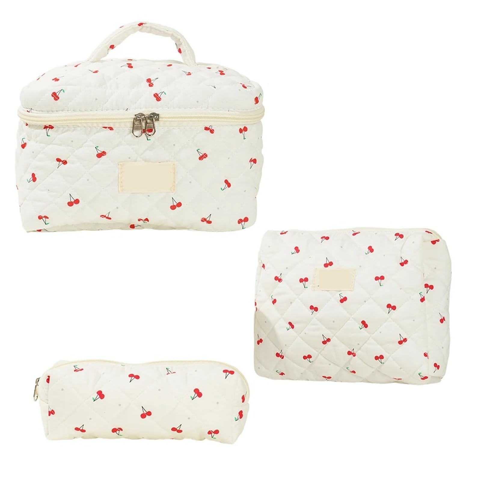 Trousse Trucchi Donna 3 pezzi Borsa da trucco trapuntata da donna, modello Borsa cosmetica con pochette, custodia for penna, grande capacità, borse da viaggio(Color-01)