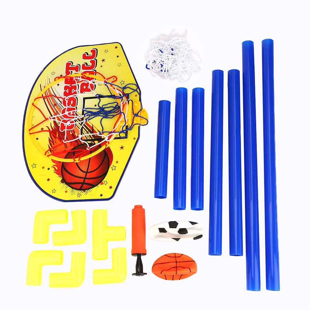 VGEBY Set di Pallacanestro da Calcio, 2 in 1 Porta da Calcio e Stand da Basket per Bambini Altri Giocattoli da Esterno per Bambini