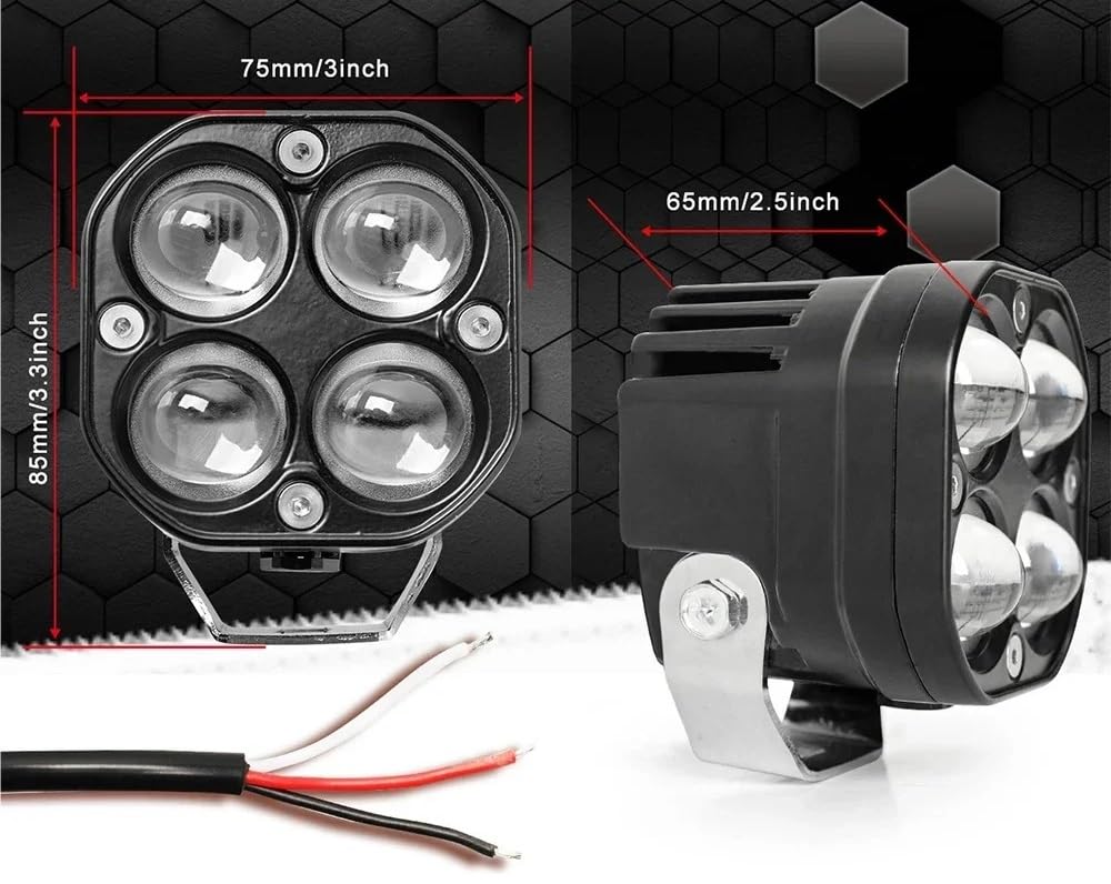 Zusatzscheinwerfer Motorrad 3 Zoll Dual Color Spotlights 200W Scheinwerfer Zubehör Zusatzlichter Motorrad(2 PCS White Yellow)