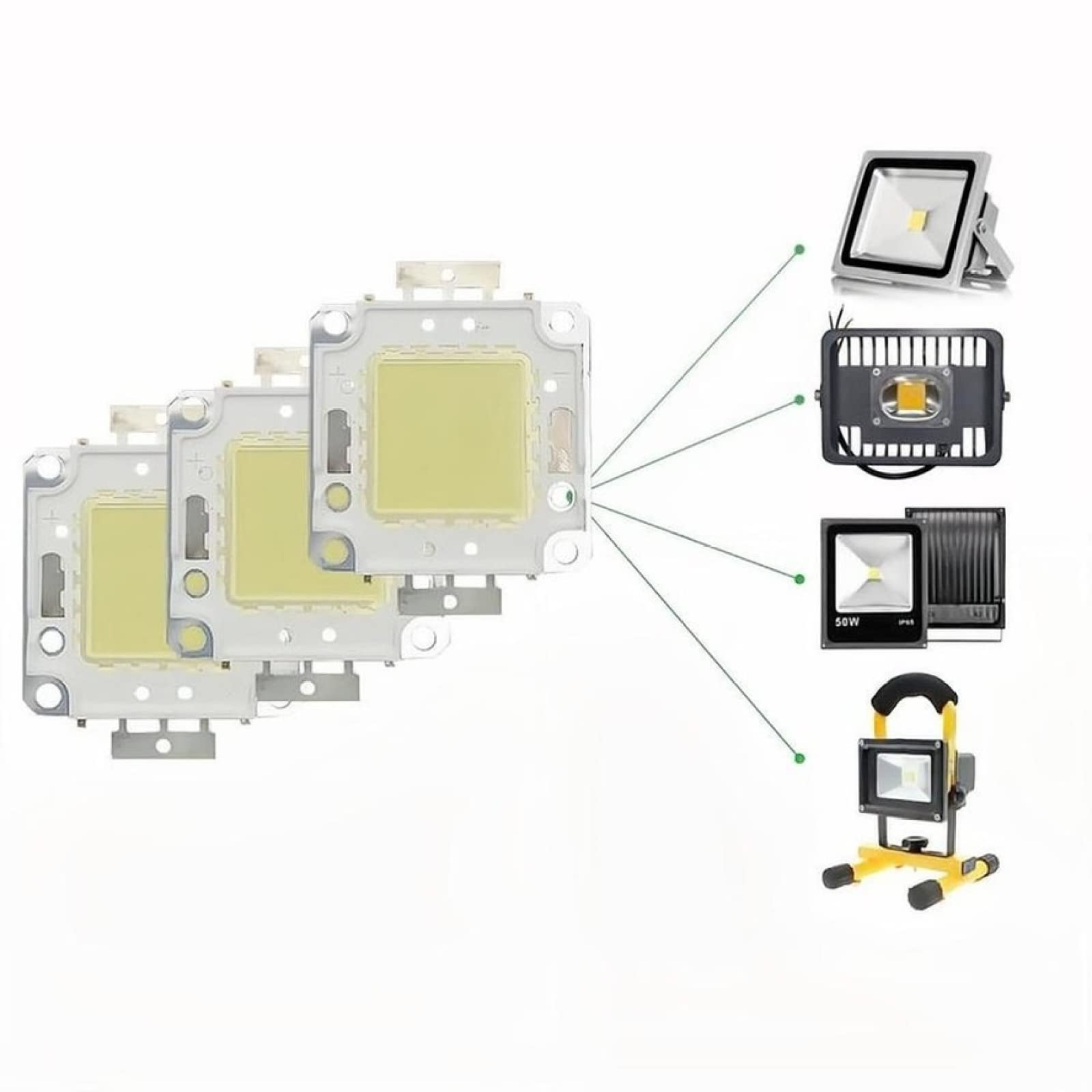 3Pcs 10W 20W 30W 50W 100W Perline LED Chip Ad Alta Luminosità 22-24V 30-32V Bianco Freddo Bianco Caldo Fai Da Te Per Proiettore Faretto Con Driver,Bianco Freddo,100W 30-36V