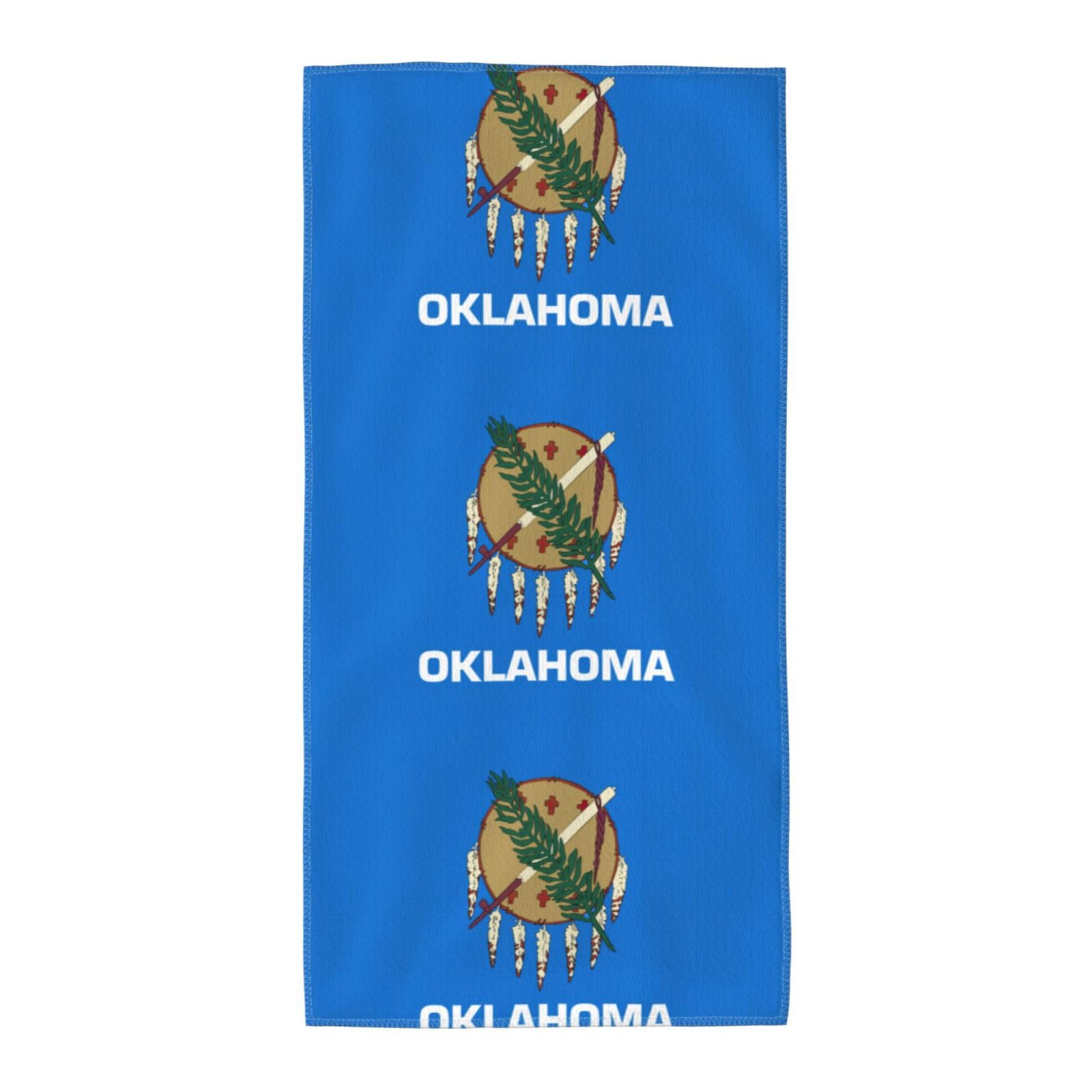 DIEzig Oklahoma State Flag Fashion Printed Long Bath Towel For Pool Side Seaside Holiday