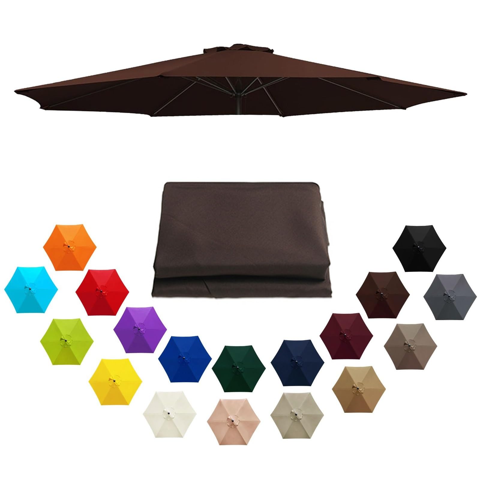 Zapasowy pokrowiec na parasol tarasowy – wodoodporna tkanina ochronna UV na 6/8 żeber, pasuje do parasoli outdoorowych 200 cm, 270 cm, 300 cm, 350 cm, łatwy montaż