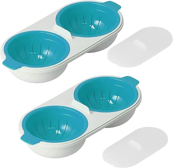 2Pcs Microwave Egg Poachers,Microwave Egg Poacher Mold Eggs Poacher Cup
