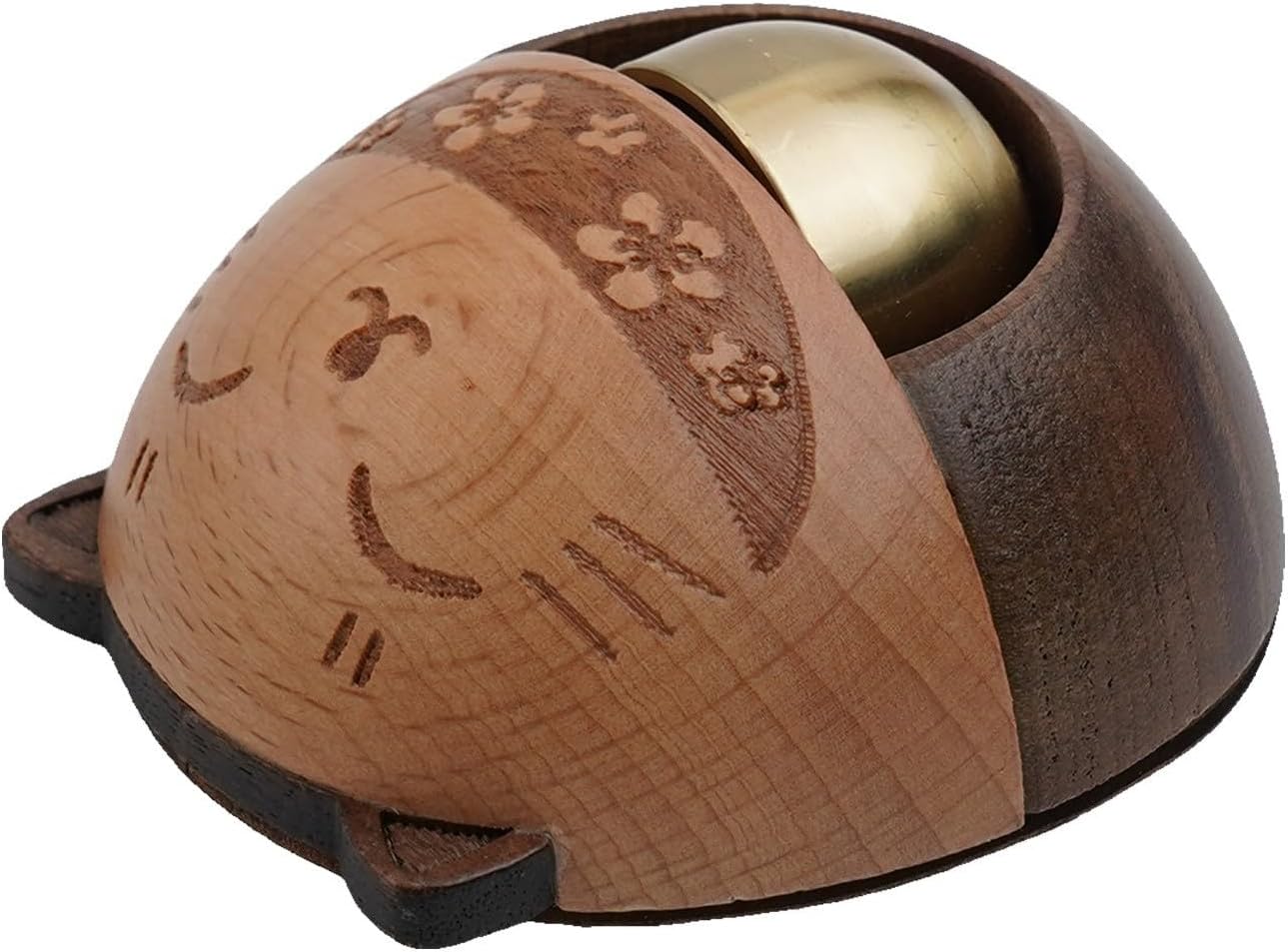 Lucky Cat Doorbell Chime with Brass and Ebony Wood for Home Entry for, Decorative Japanese Style Shopkeepers Bell for Doors, Stores, Cafes, and Porches