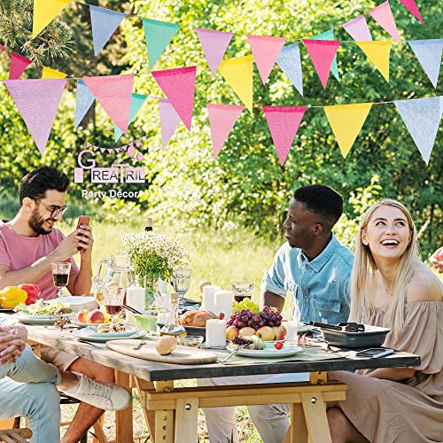 Pennant Banner Flags Pastel Rainbow - Greatril Colorful Triangle Banners For Birthday Spring Easter Classroom School Graduation Carnival Garland Outdoor Burlap Bunting Party Decorations 4 Strings #TOP2