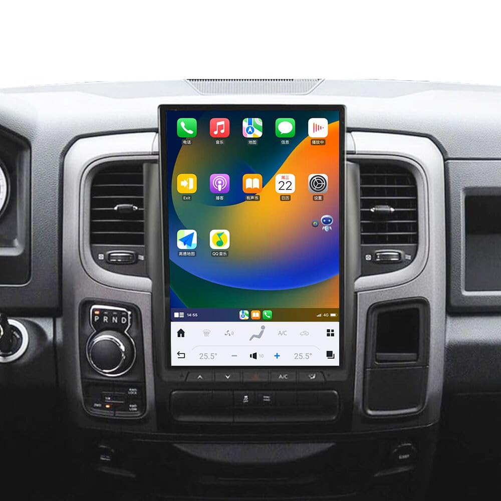 14.4 Inch Android 13 Car Radio for Dodge Ram 1500 2500 3500 2013-2018 Stereo Upgrade Tesla Style Head Unit Multimedia Player Touch Screen Android Auto GPS Navigation