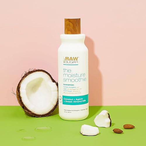 Miniatura 5 de Raw Sugar Champú y acondicionador hidratante con aceite de coco, agave y leche de almendras dulces, hidrata y nutre el cabello seco, formulado sin