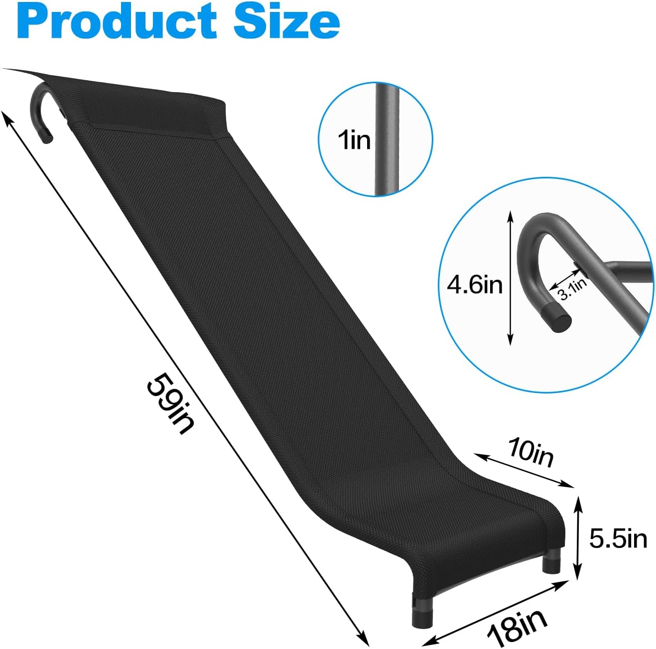 Trampoline Ladder and Slide Kit - Universal 3 Steps Stair Slide with Buffer, Easy to Climb Trampoline Accessories for Kids, Replacement Parts & Attachmentfor 10 12 14 15ft Trampolines （Black）