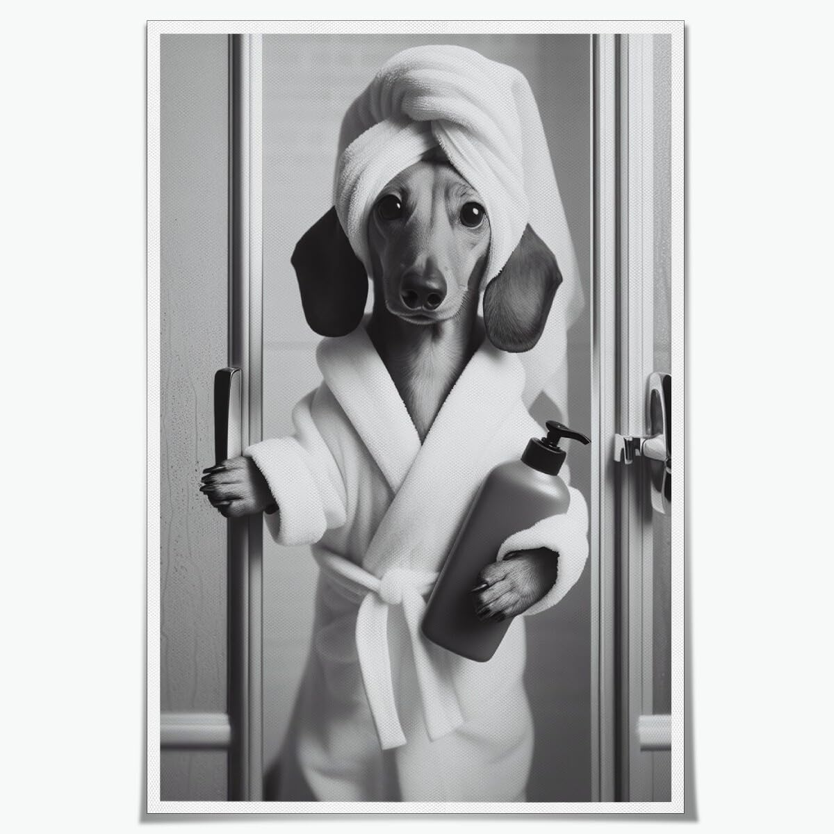 Medpol Despeje divertido y lindo perro baño arte de pared vintage humor blanco y negro pósteres de lienzo divertidos animales pintura de baño para