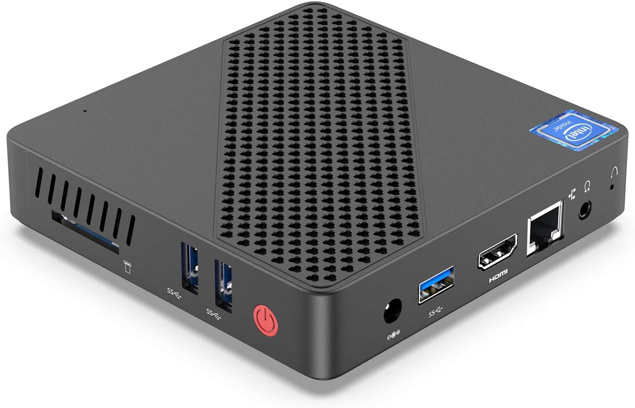 Windows 10 Pro Mini PC, Intel Celeron N3350 Dual-Core Processor, 4GB LPDDR4 64GB eMMC, Fanless Mini Desktop Computer Support 4K HD/HDMI+VGA Port/Dual WiFi/Gigabit Ethernet/BT 4.2