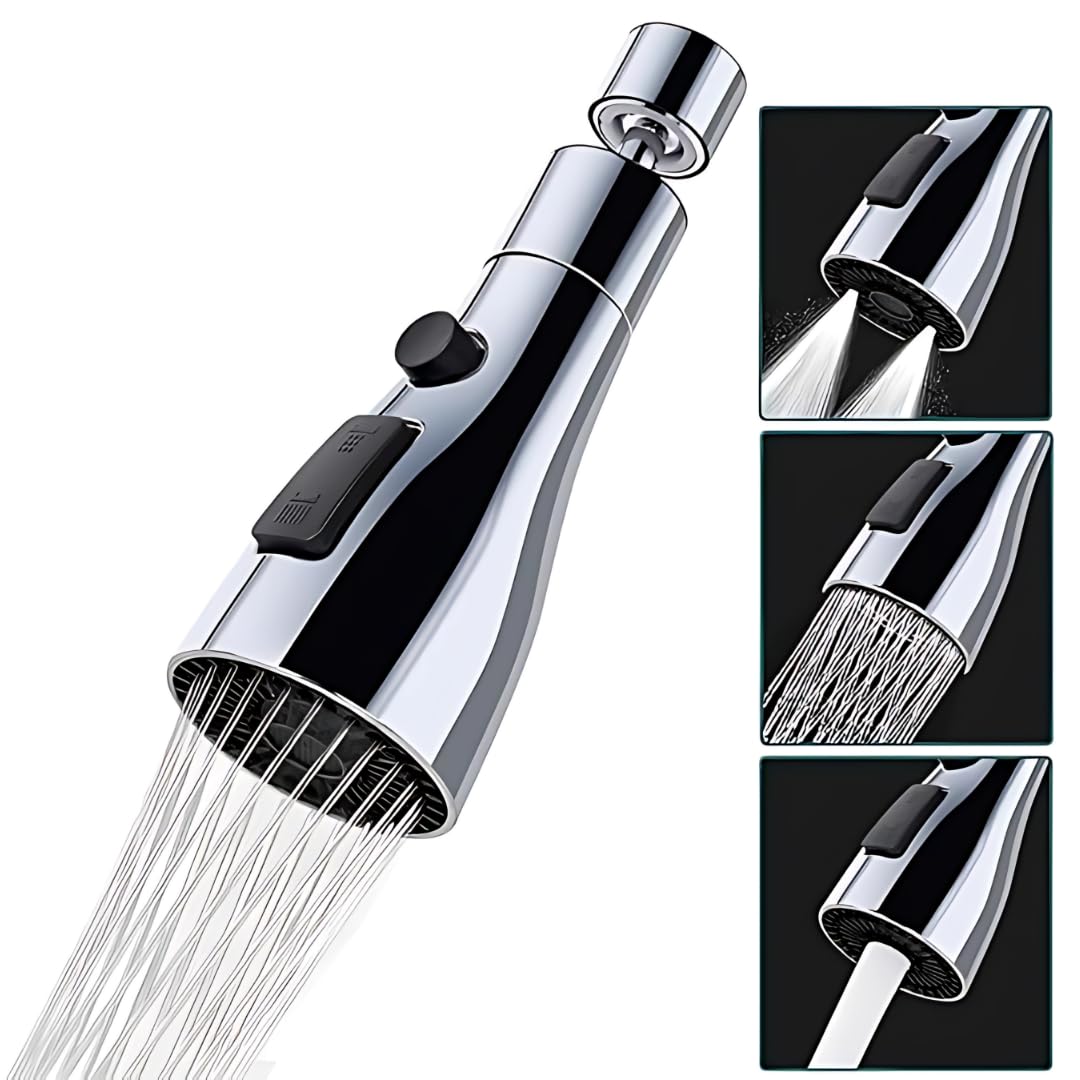 EXOOTICA 3 Flow Flexible Kitchen Tap Extender – 360° Rotating Faucet Attachment for Sink, Splash-Proof Water Saving Tap Extension – Universal Fit for Easy Cleaning & Washing-image-38