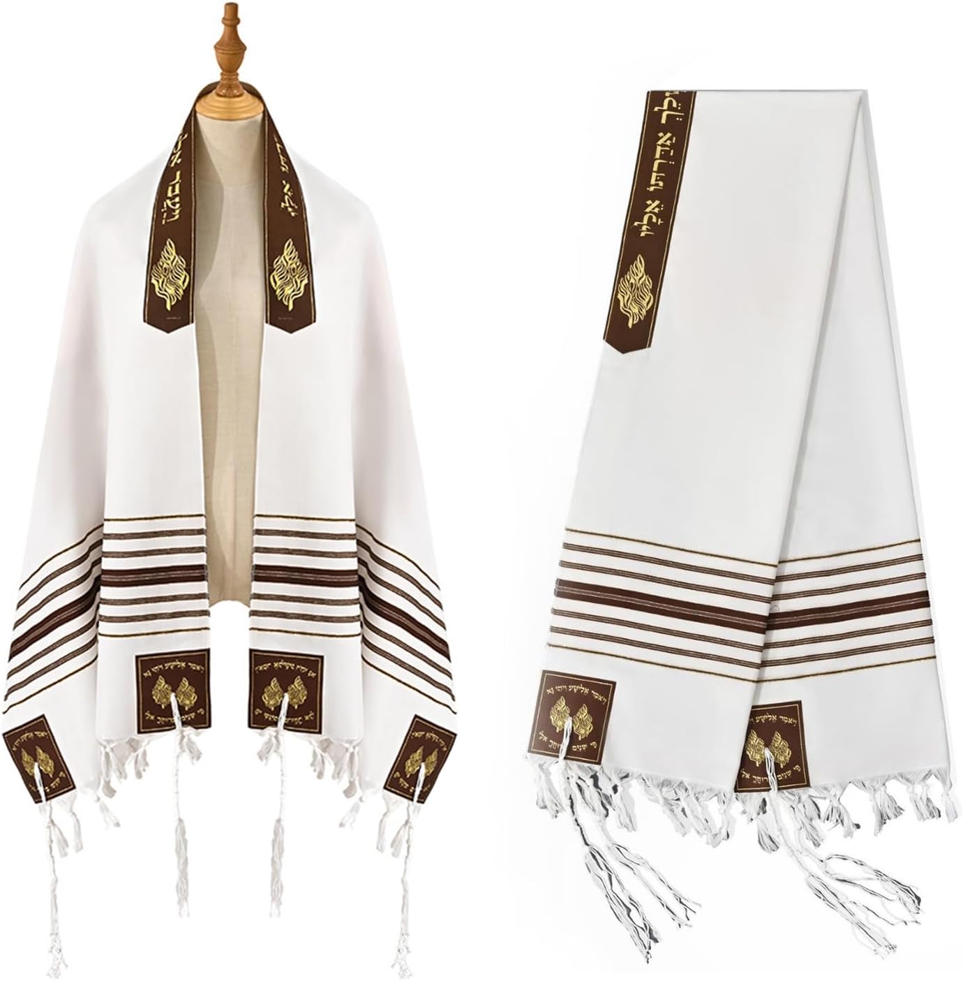 Scarf, Traditional Prayers Shawl With Hebrew Letter Fringes Tallit For Spiritual Ceremonies Event Unisex Design