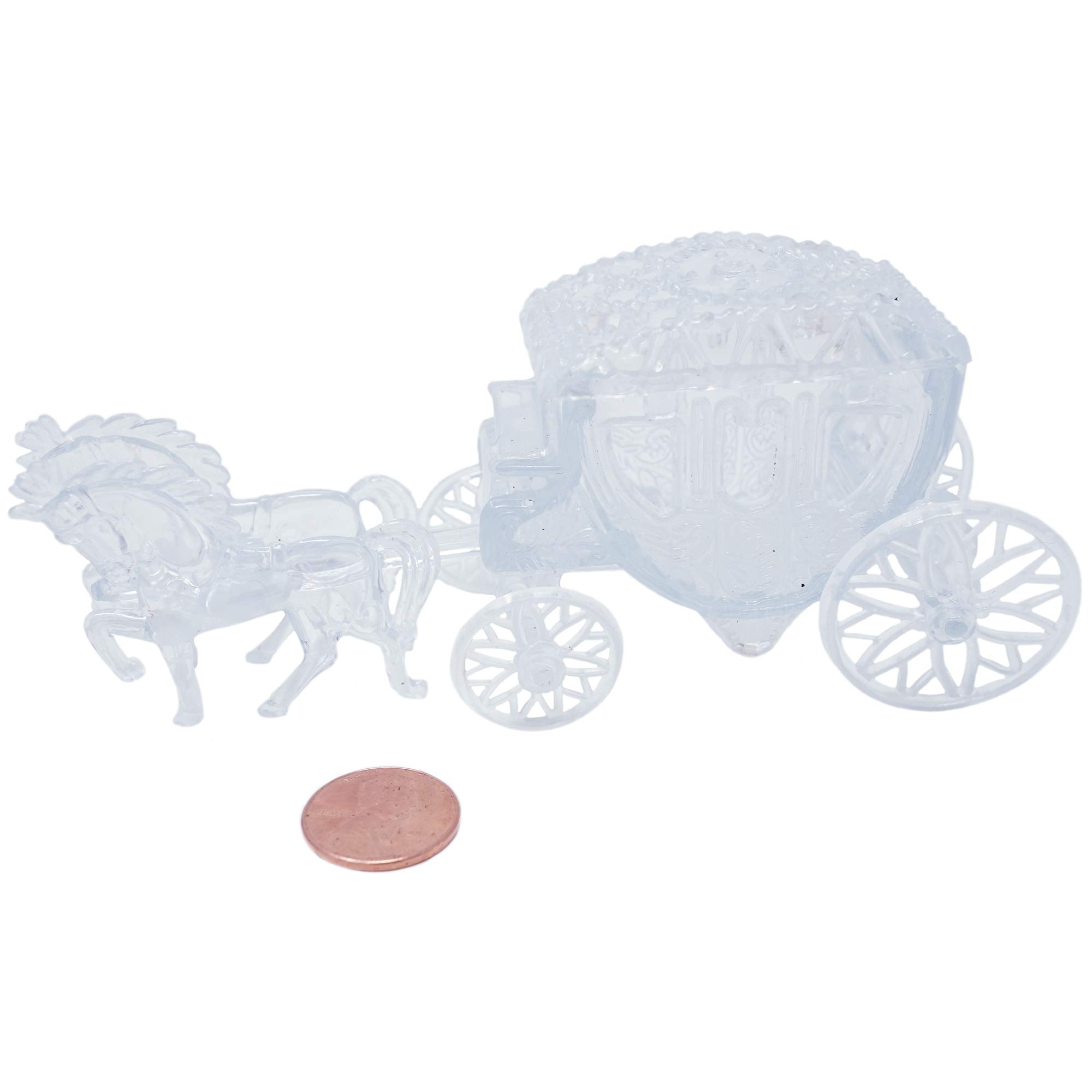 Mini Cinderella Horse & Carriage Coach Set Cake Topper Centerpiece Keepsake - Clear