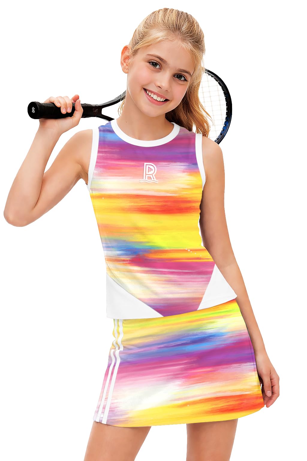 Remimi Girls Tennis Outfits Golf Tank Top and Skirt with Shorts 4-12 Years