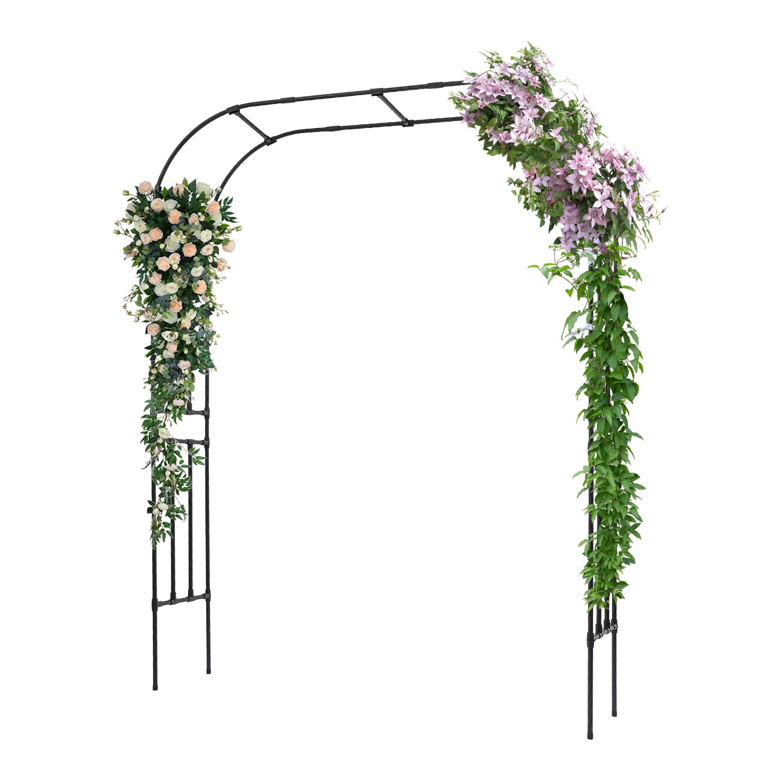 Arco da giardino in metallo, 2,5 x 1,5 m, arco da giardino per decorazione di matrimoni, feste, traliccio, per piante rampicanti, per coltivare frutta rampicante, verdura e fiori (nero)