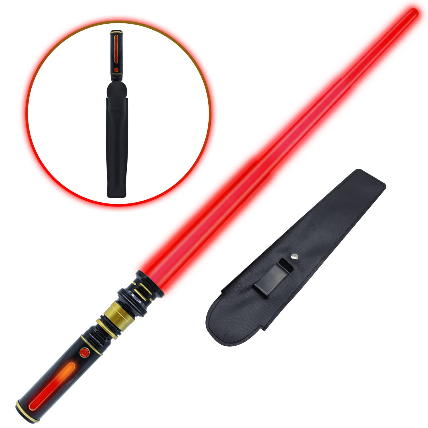 Gianby Light Up Saber for Kids, Red Light Swords with FX Sound, Expandable Light Swords Set for Galaxy War Fighter Warriors, Halloween Dress Up Parties (with Belt Clip)