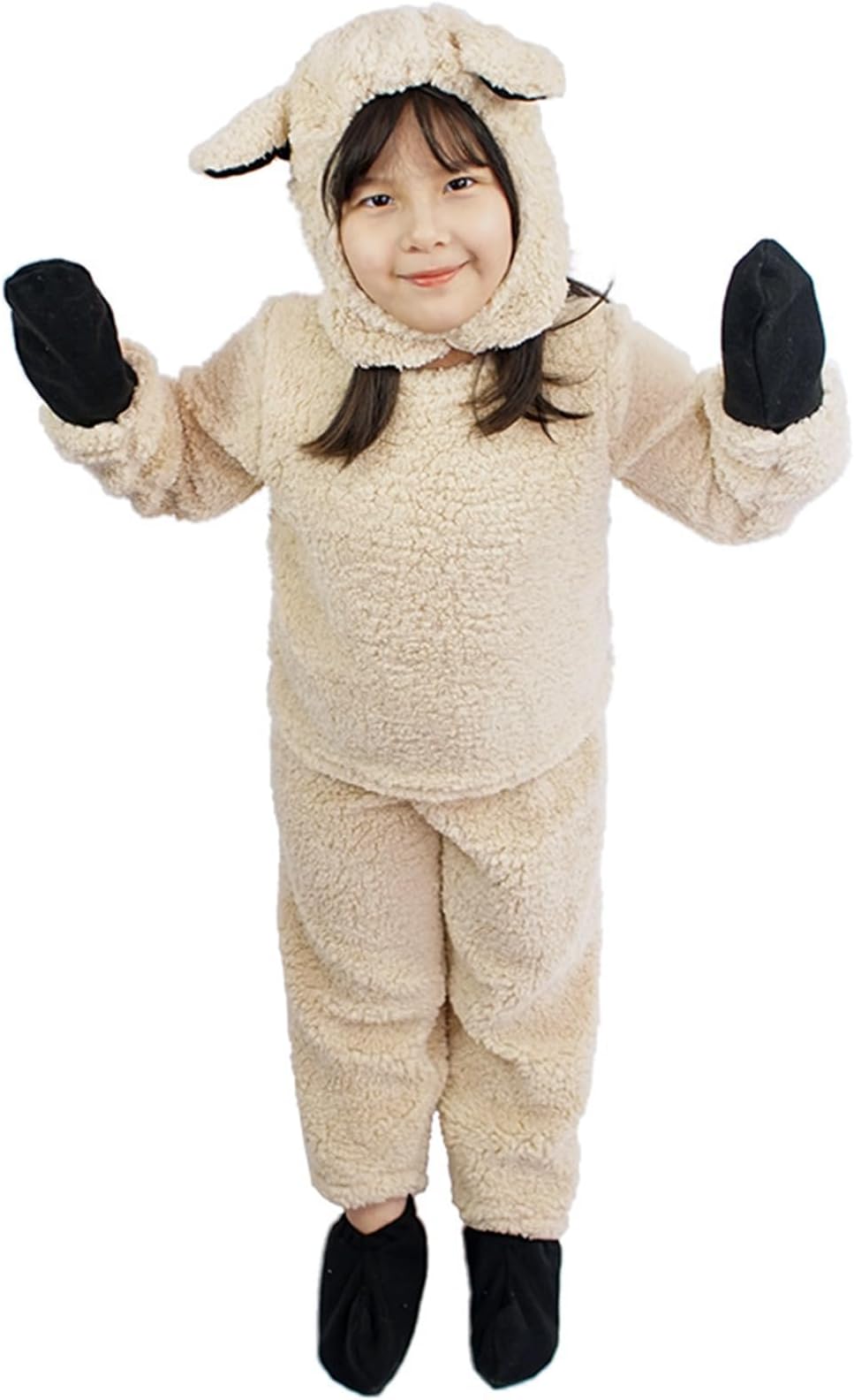 Villagepageme Kids Sheep Costume Fuzzy Long Sleeve Sweatshirt + Pants + Hat + Gloves + Socks 5Pcs Halloween Christmas Outfit