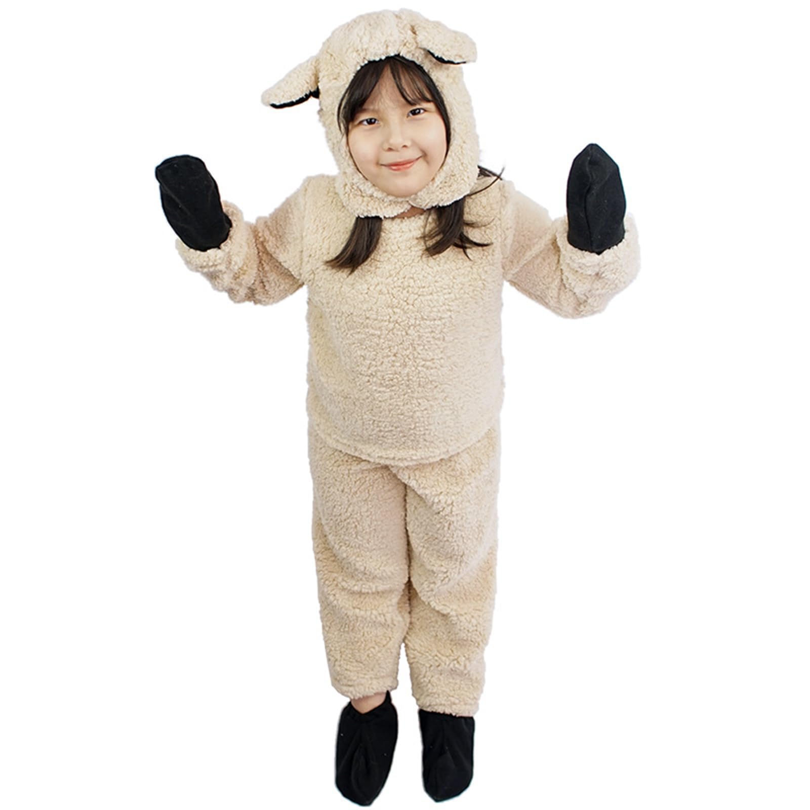Villagepageme Kids Sheep Costume Fuzzy Long Sleeve Sweatshirt + Pants + Hat + Gloves + Socks 5Pcs Halloween Christmas Outfit
