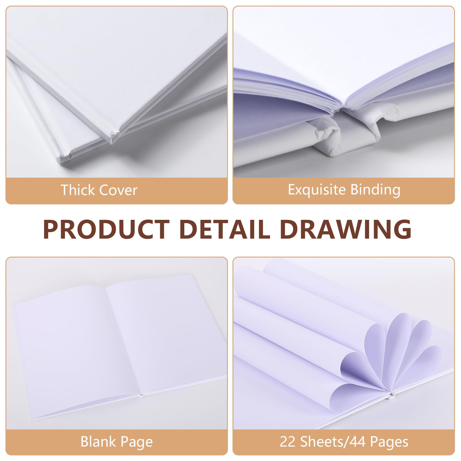 ZMCYN 3 Pack White Hardcover Blank Book 8.5x11 inch, Blank Story Writing Book, Hardcover Notebook for Journaling Sketching - Image 3