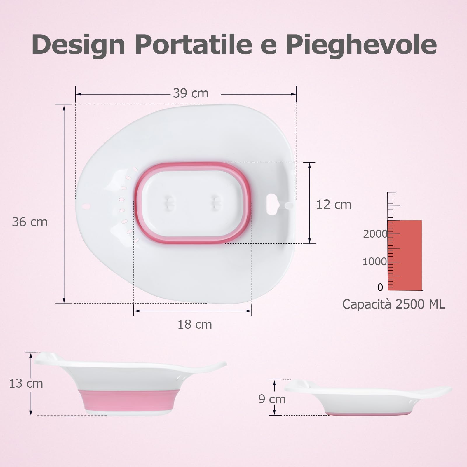 Bagno Sitz Pieghevoleper Sedile del, bidet portatile per Emorroidi, Cura Post-Parto, Trattamento del Perineo，Pulizia & Detox,donne in gravidanza, Sedia a Vapore Yoni Adatto a WC Standard